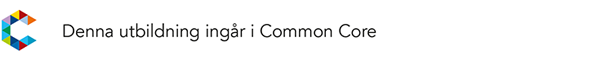 Symbol för Common Core, texten "Denna utbildning ingår i Common Core"