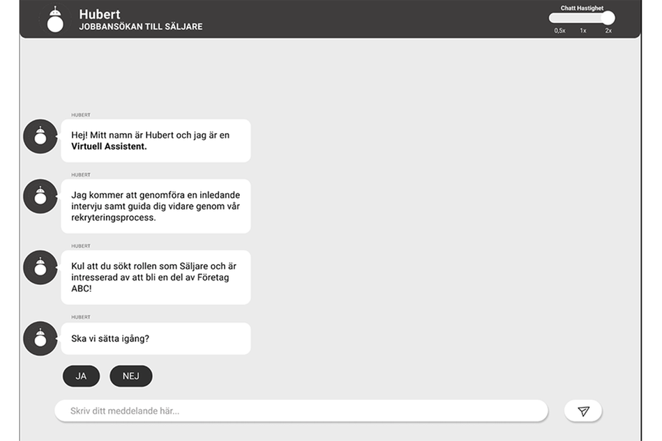 Skärmbild av digital chattfunktion med AI-bot.