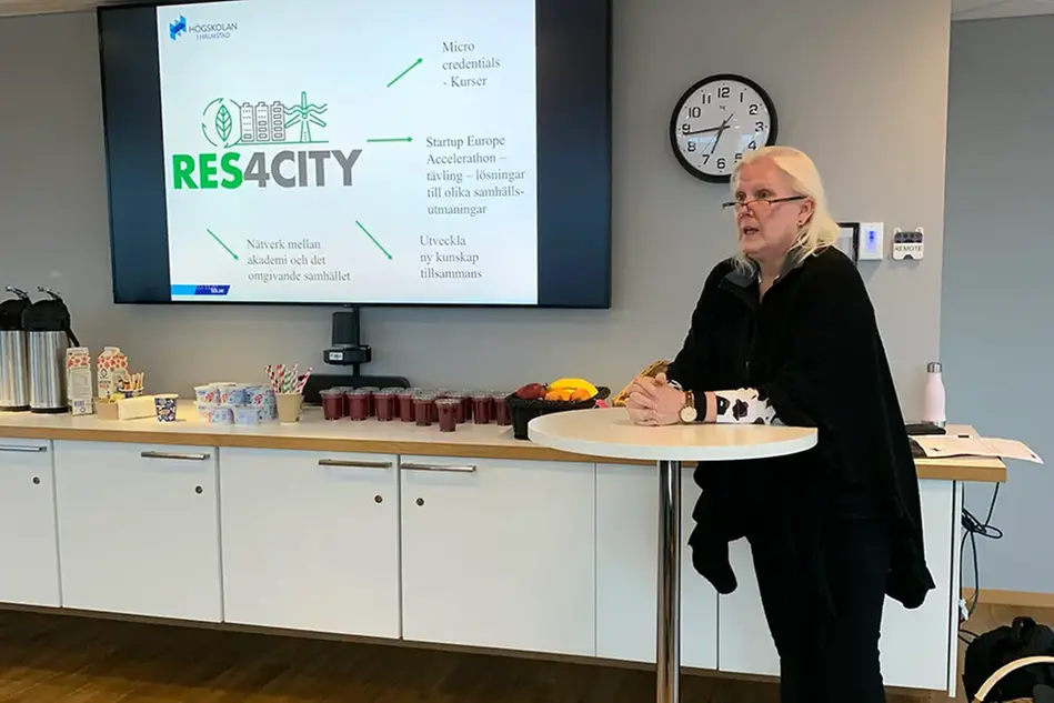 A woman gives a presentation. Photo.