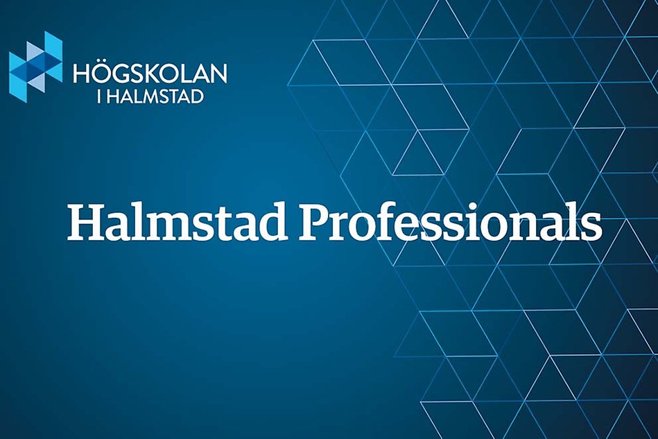 Halmstad Professionals on a blue background with the University logo.